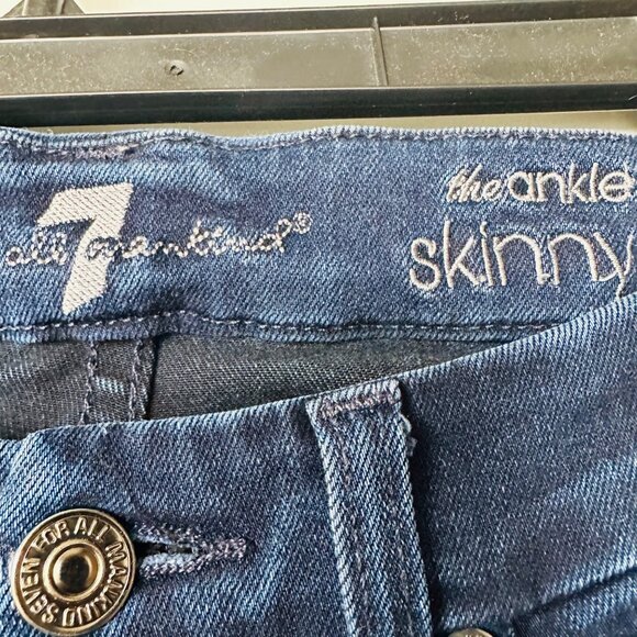 ⭐7 For All Mankind The Ankle Skinny Jeans Womens Sz 27 Dark Wash Blue 5 pockets⭐ - Picture 7 of 8